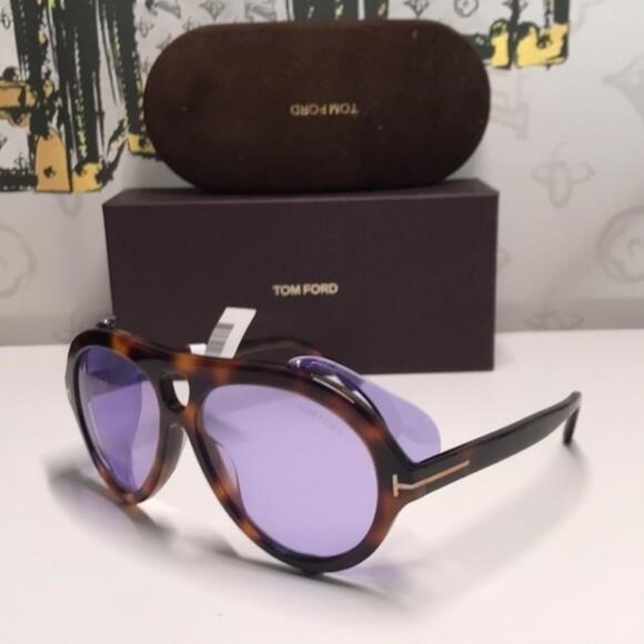 New Authentic Tortoiseshell Sunglasses with Purple Lenses TF882 53y","descriptio - Picture 9 of 13